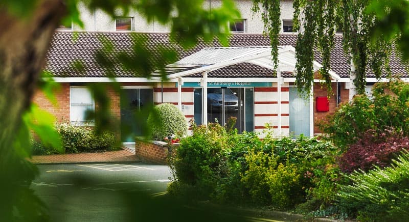 Spire St Anthony's Hospital entrance in Sutton — K Vision Centre clinic for private eye surgery in South London